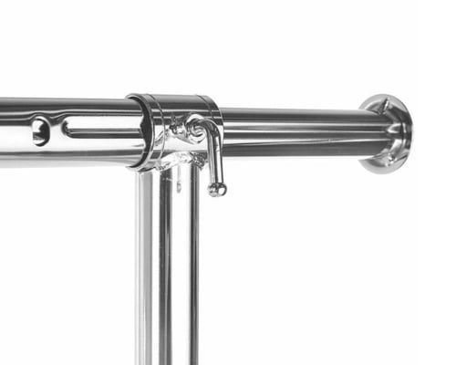 ستاند تعليق ملابس كروم فضي تايواني خط واحد بعجلات...