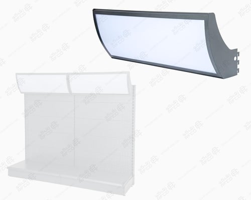 لوحات اعلانية على رفوف السوبرماركت مقوسة 100*35 سم...