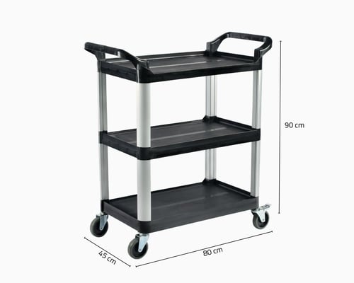 عربة تقديم بلاستيك أسود