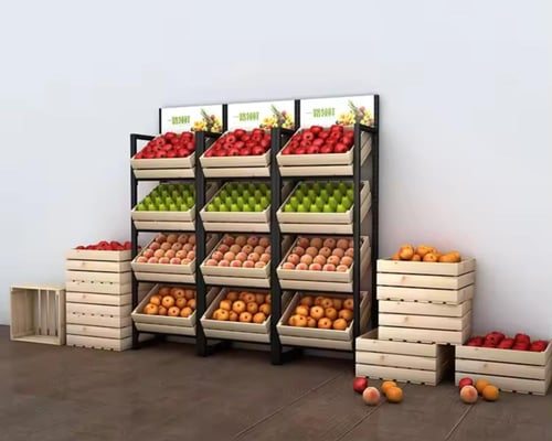 استاند خضروات وفواكه 4 سلة خشب