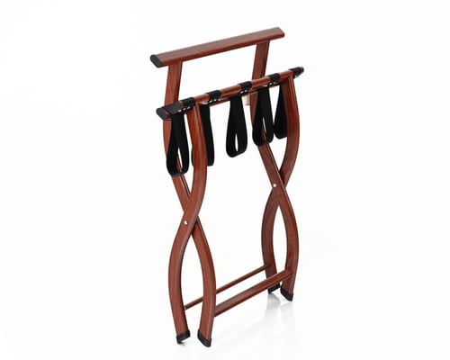 حامل حقائب فندقي معدني لون خشبي