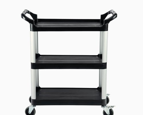 عربة تقديم بلاستيك أسود