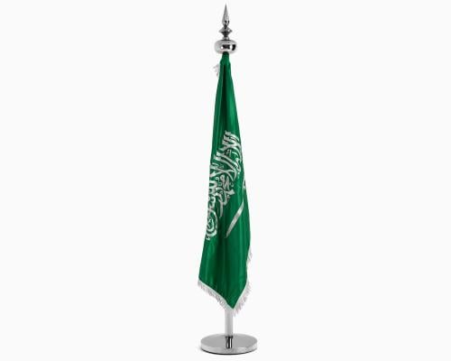 سارية متحرك بعلم المملكة فضي