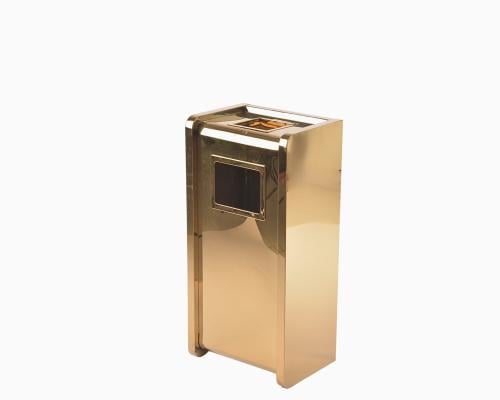 طفاية سجائر فاخرة مع سلة مهملات فندقية ذهبية