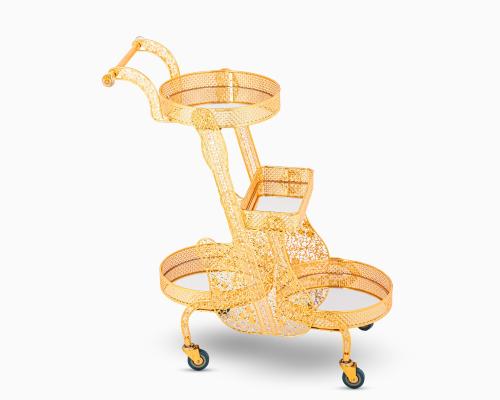 عربية تقديم عرائس دائري مائل ذهبي