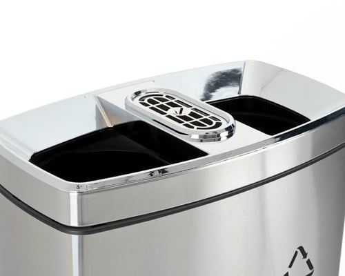 سلة فرز نفايات حاويتين مع طفاية