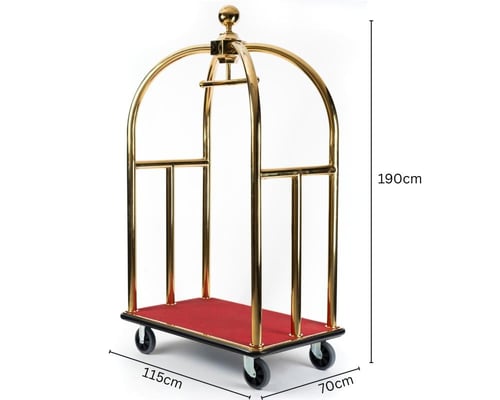 عربة نقل حقائب فندقية ذهبي كبير
