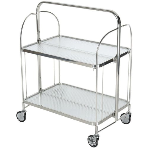 عربية تقديم زجاج 2 رف استيل TR004