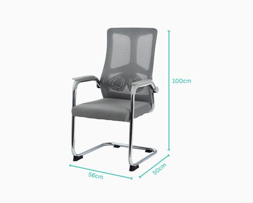 كرسي انتظار مكتبي ثابت شبك رصاصي