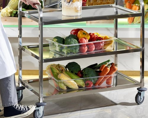 عربة ترولي خدمة ستانلس ستيل مطفي