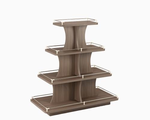 طاولة عرض خشبية مستطيلة شكل مدرج