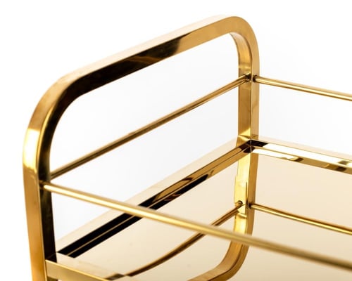 عربة تقديم وضيافة ستانلس ستيل ذهبي