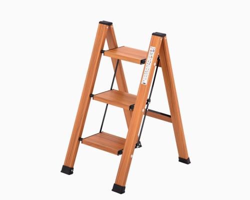 سلم المنيوم منزلي قابل للطي خشبي