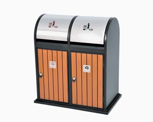 سلة نفايات خارجية 2 سلة خشب