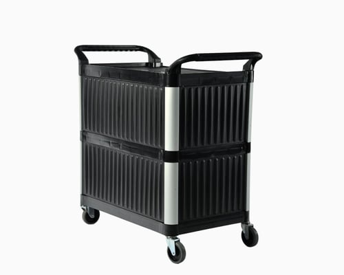 عربة تقديم بلاستيك مغلقة