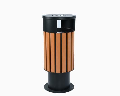 سلة نفايات خارجية خشبي