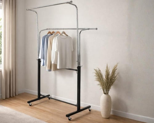 ستاند تعليق ملابس تايواني مزدوج متحرك قابل للتمديد