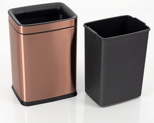 سلة مهملات طبقتين استيل لون نحاسي