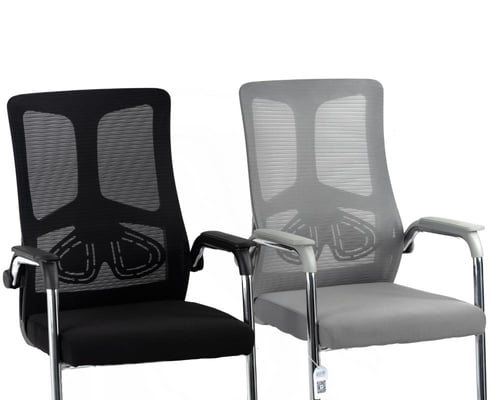 كرسي انتظار مكتبي ثابت شبك اسود