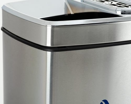 سلة فرز نفايات حاويتين مع طفاية