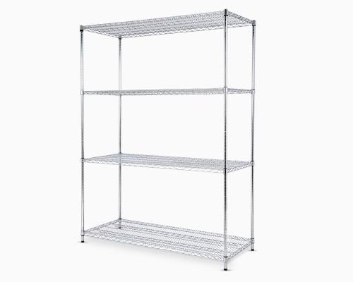 رف تخزين كروم شبكي – 4 أرفف معدنية قابلة للتعديل