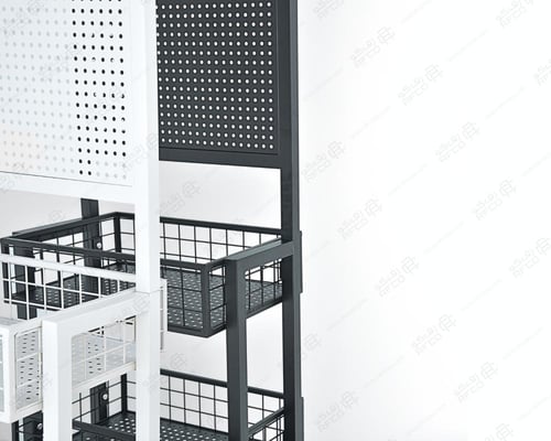 استاند عرض مدرج 3 سلات بكفرات ولوح مخرم علوي