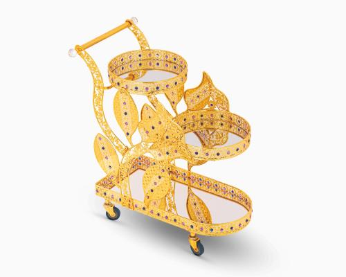 عربية تقديم عرائس شكل فراشة ذهبي