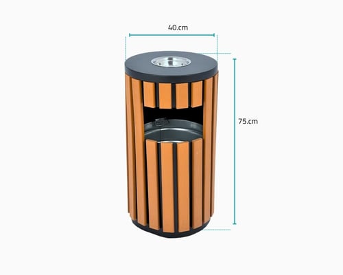 طفاية سجائر وسلة نفايات خارجية خشب