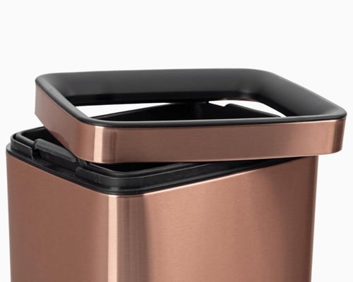 سلة مهملات طبقتين استيل لون نحاسي