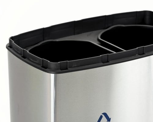 سلة فرز نفايات حاويتين مع طفاية