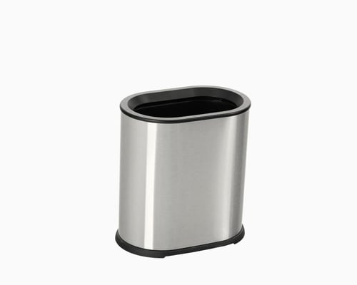 سلة مهملات طبقتين شكل بيضاوي استيل