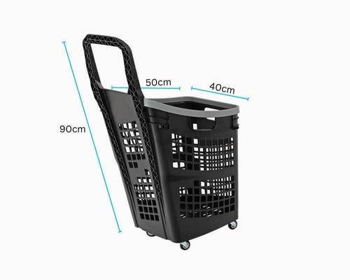 سلة تسوق سحب بلاستيكية 60 لتر ب4 كفرات