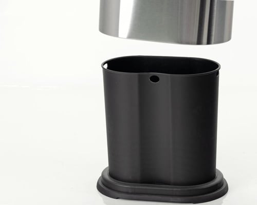 سلة مهملات طبقتين شكل بيضاوي استيل