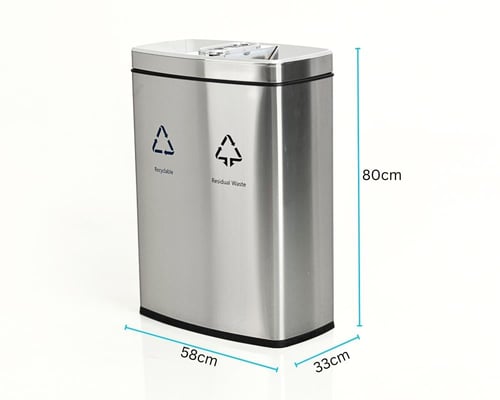 سلة فرز نفايات حاويتين مع طفاية