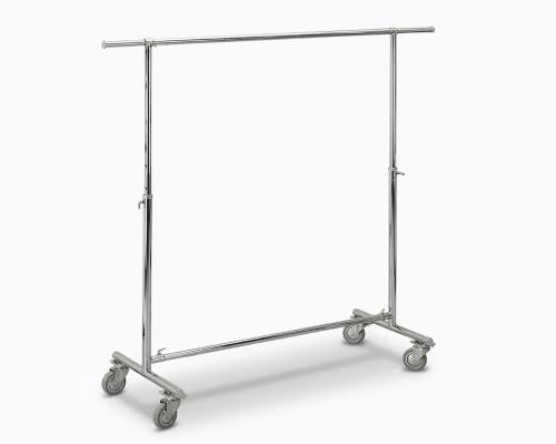 ستاند تعليق ملابس كروم فضي تايواني خط واحد بعجلات...