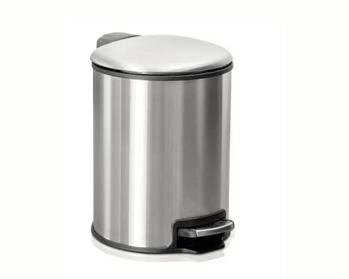 سلة نفايات دعاسة استيل مطفي