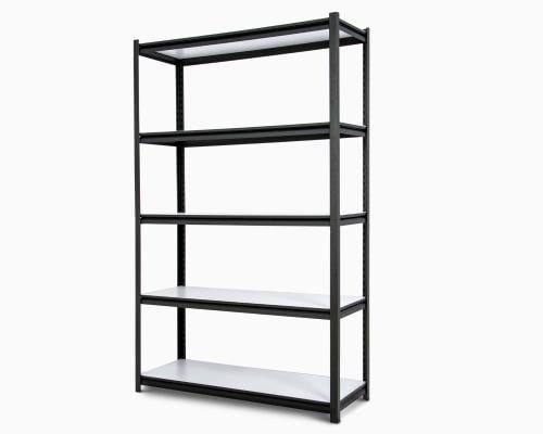 رف تخزين حديد اسود بـ 5 أرفف خشبية – حمولة 200 كجم...