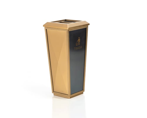 طفاية سجائر وسلة مهملات فندقية ذهبية فاخرة استيل