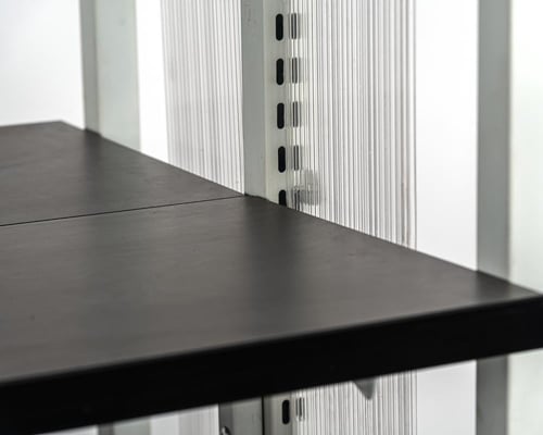 استاند عرض خشب اسود على ابيض 8 رف جهتين