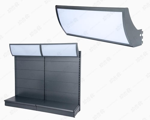 لوحات اعلانية على رفوف السوبرماركت مقوسة 100*35 سم...