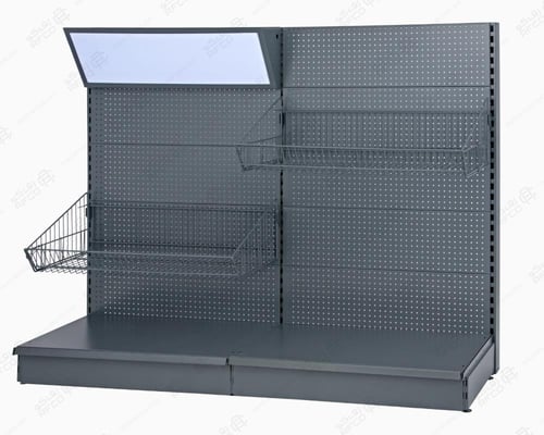 رفوف سوبرماركت مخرم جداري 100*35 سم رصاصي