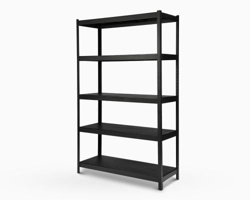 رف تخزين حديد أسود بـ 5 ارفف صاج – حمولة 200 كجم ل...