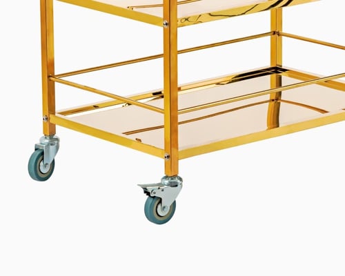 عربة تقديم وضيافة ستانلس ستيل ذهبي