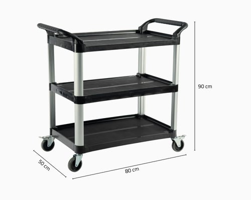 عربة تقديم بلاستيك أسود