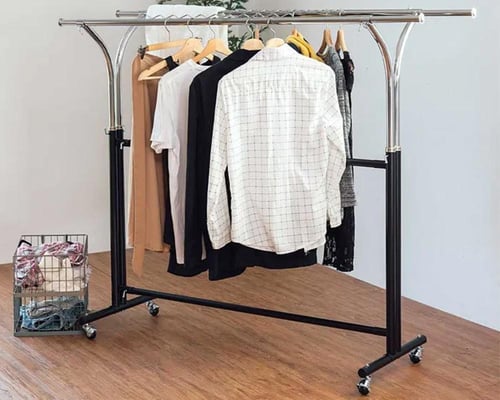 ستاند تعليق ملابس تايواني مزدوج متحرك قابل للتمديد