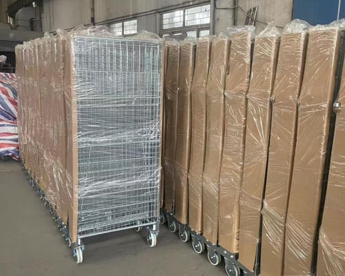 عربة تخزين لوجستية مجلفنة للمستودعات قابلة للطي