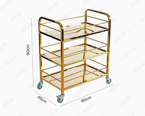 عربة تقديم وضيافة ستانلس ستيل ذهبي