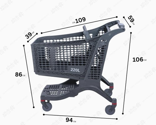 عربة تسوق بلاستيك رصاصي