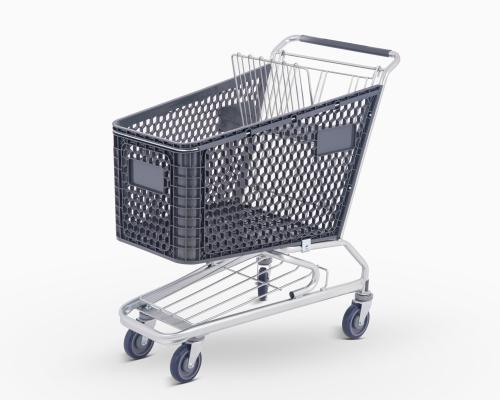 عربة تسوق بلاستيك رصاصي قاعدة حديد