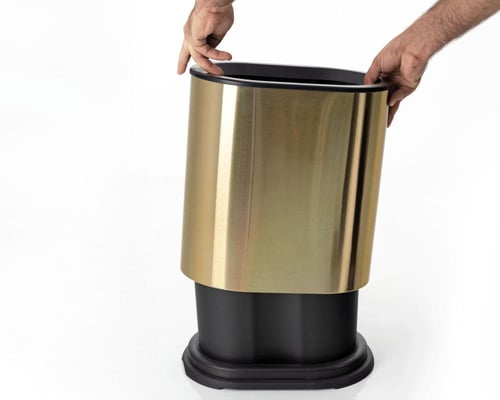 سلة مهملات طبقتين شكل بيضاوي استيل